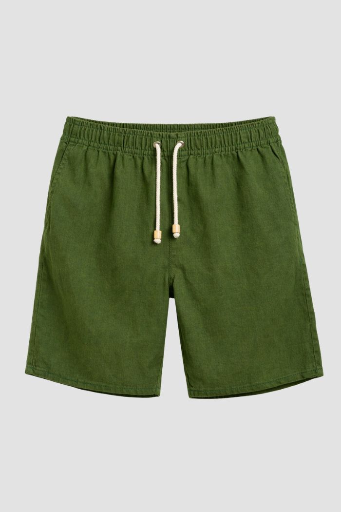 Bermuda de Linho Masculina Verde Militar