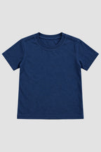 Camiseta Infantil Basica Lisa 100% Algodão - Azul Marinho
