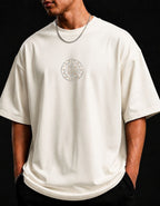 Camiseta Oversized Religiosa - Medalha de São Bento Gold