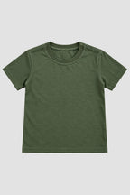 Camiseta Infantil Basica Lisa 100% Algodão - Verde Militar