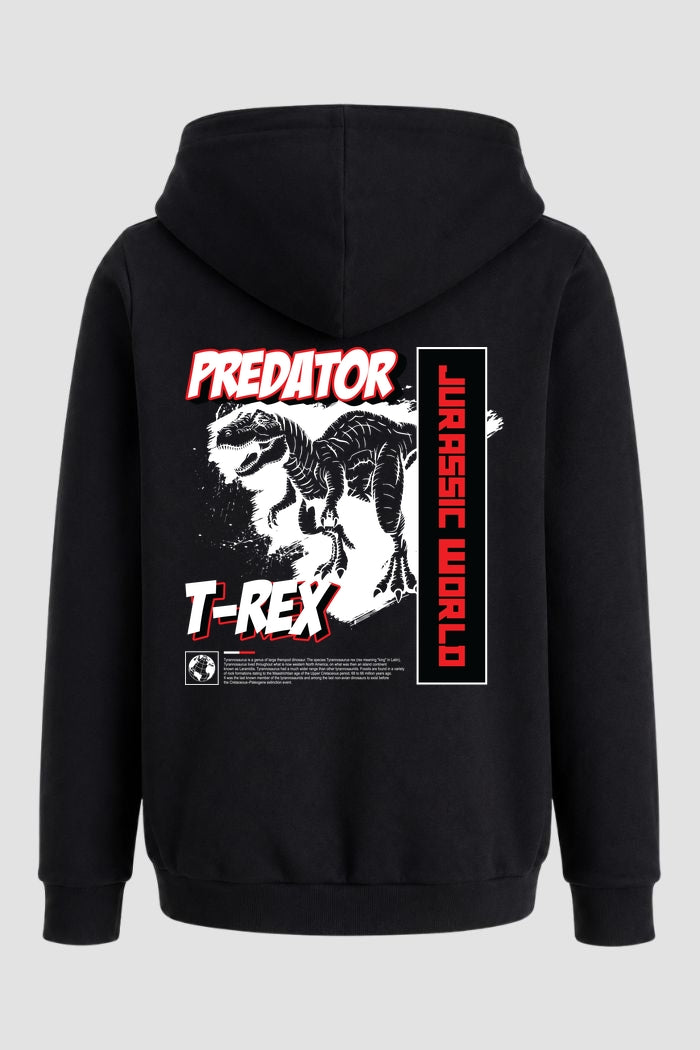 Moletom Canguru Streetwear Unissex Com Capuz | Predator Jurassic T-Rex Est. 314-313