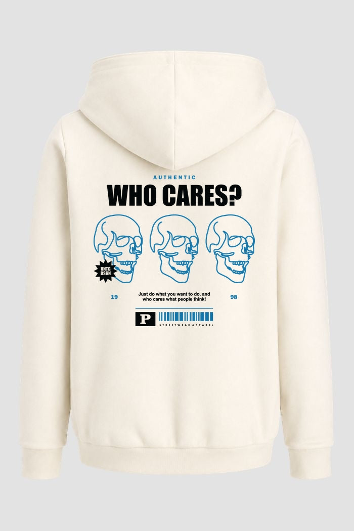 Moletom Canguru Streetwear Unissex Com Capuz | Who Cares Skull Est.330-329