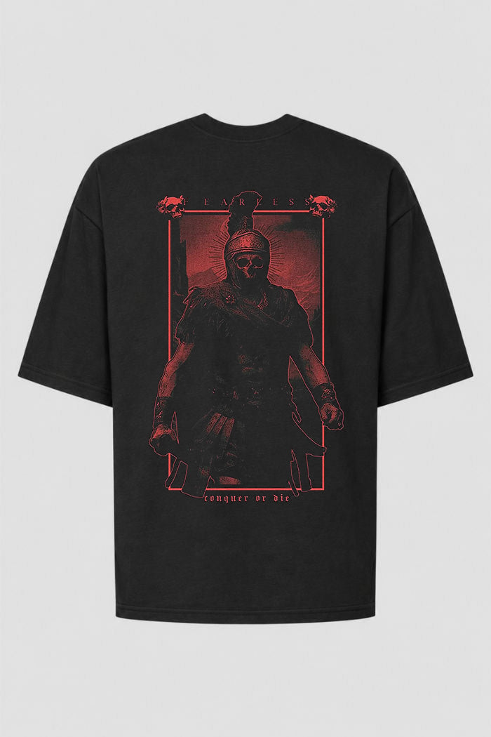 Camiseta Oversized Treino Academia - Fearless Conquer Or Die