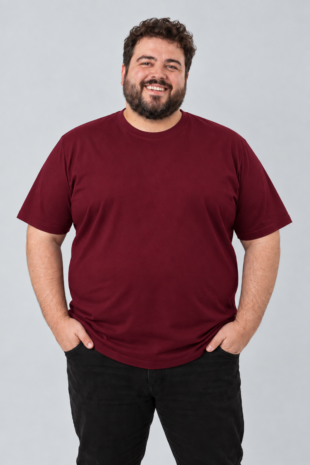 Camiseta Plus Size 100% Algodão Masculina G1 G2 G3 - Vinho