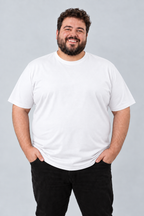 Camiseta Plus Size 100% Algodão Masculina G1 G2 G3 - Branco