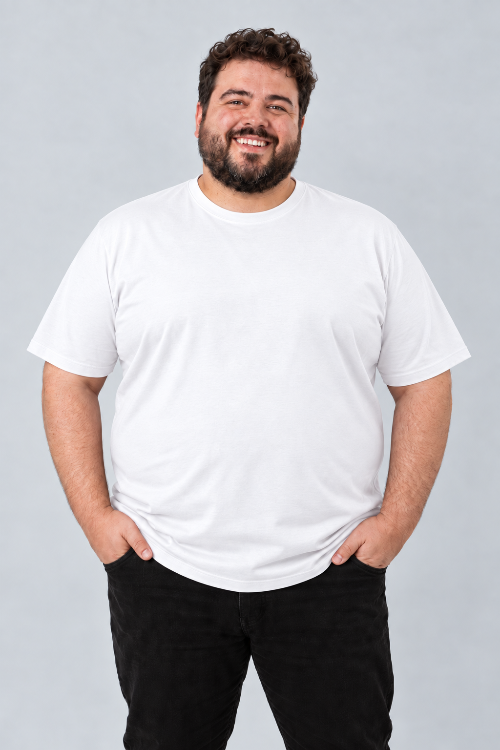 Camiseta Plus Size 100% Algodão Masculina G1 G2 G3 - Branco