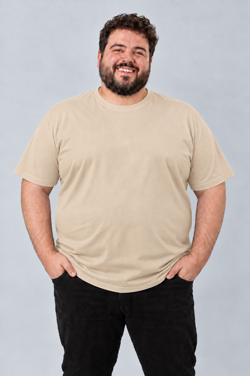 Camiseta Plus Size 100% Algodão Masculina G1 G2 G3 - Caqui