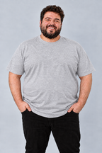 Camiseta Plus Size 100% Algodão Masculina G1 G2 G3 - Cinza Mescla