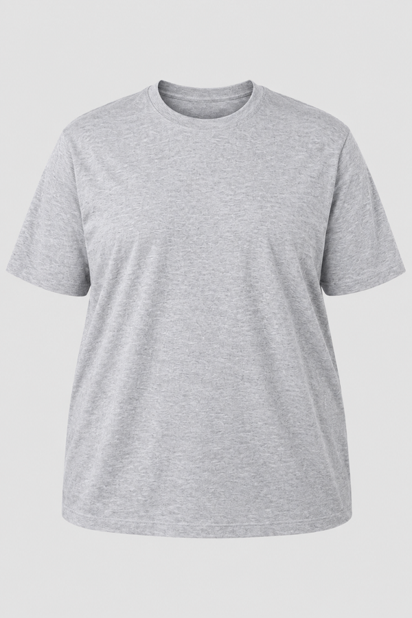 Camiseta Plus Size 100% Algodão Masculina G1 G2 G3 - Cinza Mescla