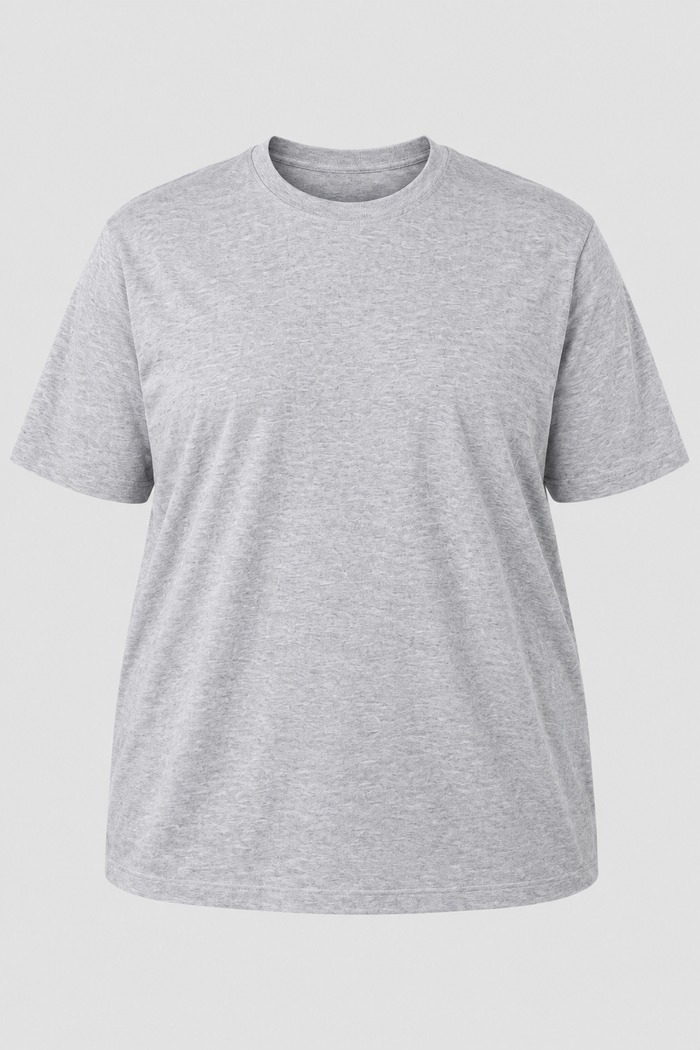 Camiseta Plus Size 100% Algodão Masculina G1 G2 G3 - Cinza Mescla