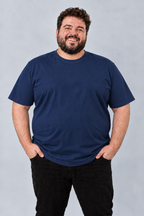 Camiseta Plus Size 100% Algodão Masculina G1 G2 G3 - Marinho