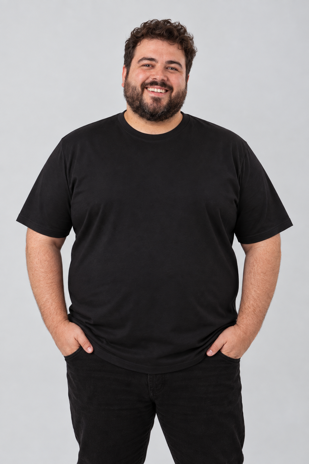 Camiseta Plus Size 100% Algodão Masculina G1 G2 G3 - Preto