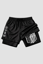Short 2 em 1 Dryfit + Short Compressão - Attack On Titan