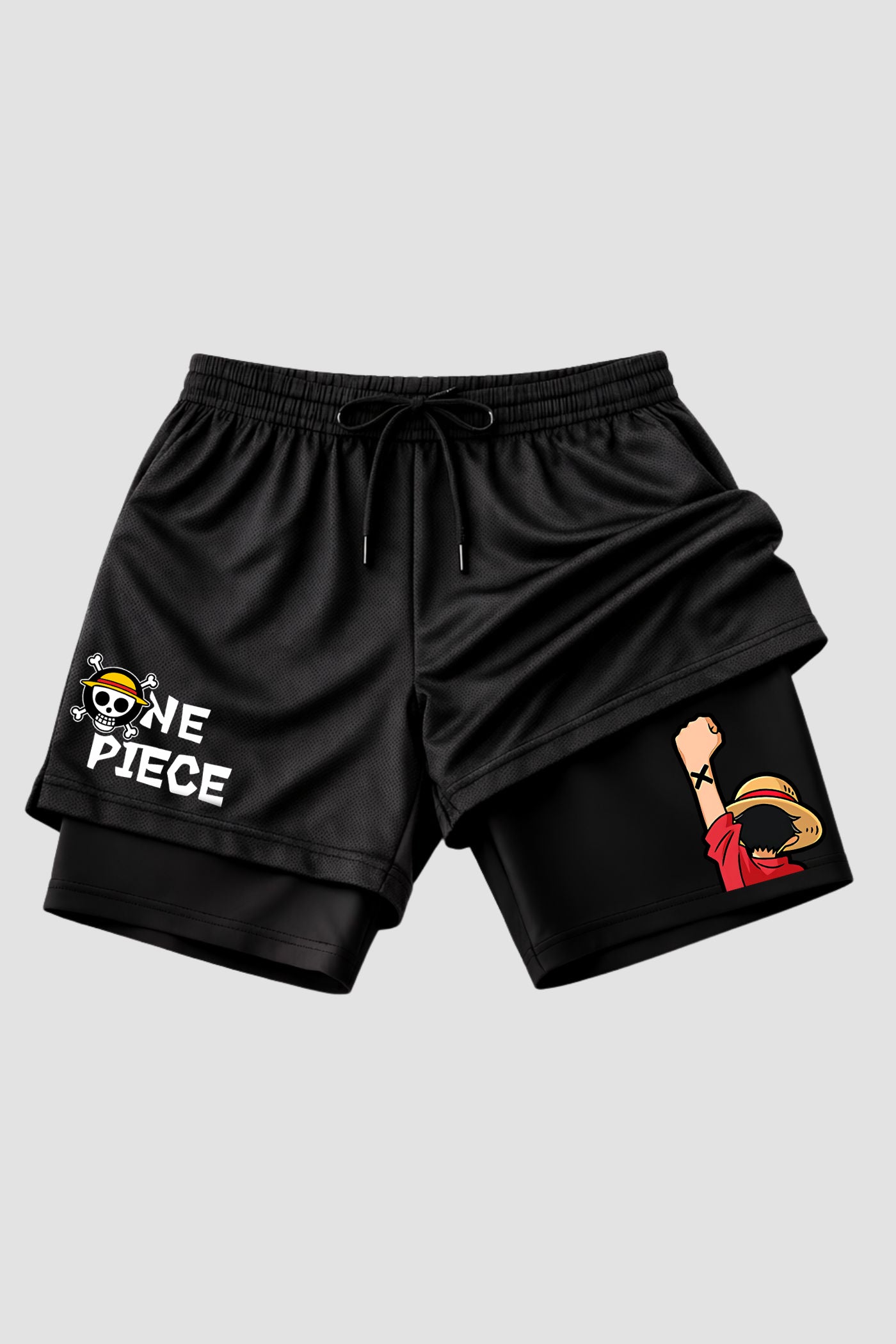 Short 2 em 1 Dryfit + Short Compressão - One Piece Luffy