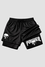 Short 2 em 1 Dryfit + Short Compressão - Punisher
