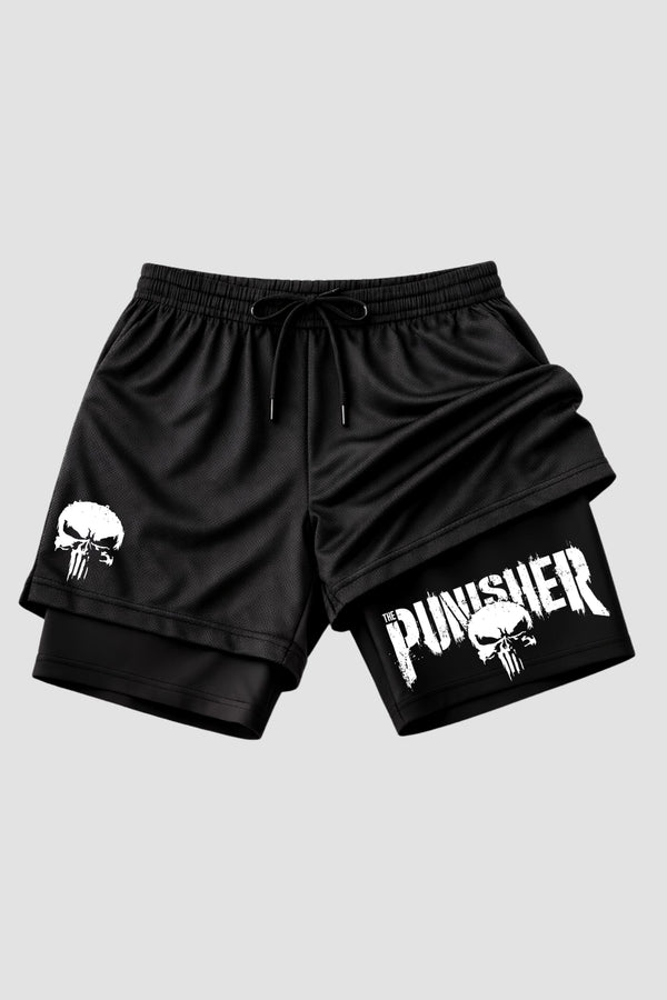 Short 2 em 1 Dryfit + Short Compressão - Punisher