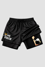 Short 2 em 1 Dryfit + Short Compressão - One Piece Usopp