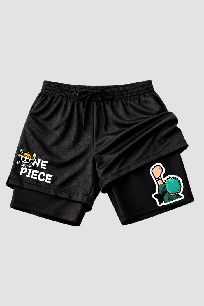 Short 2 em 1 Dryfit + Short Compressão - One Piece Zoro